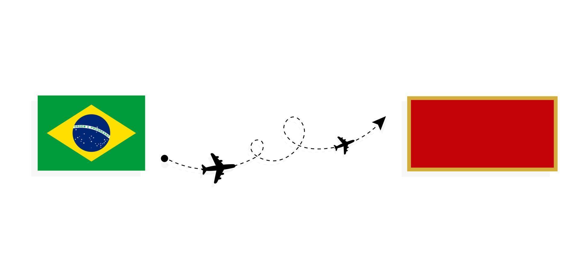volo e viaggio dal brasile al montenegro con il concetto di viaggio in aereo passeggeri vettore