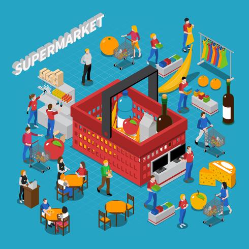 Composizione del concetto di supermercato vettore