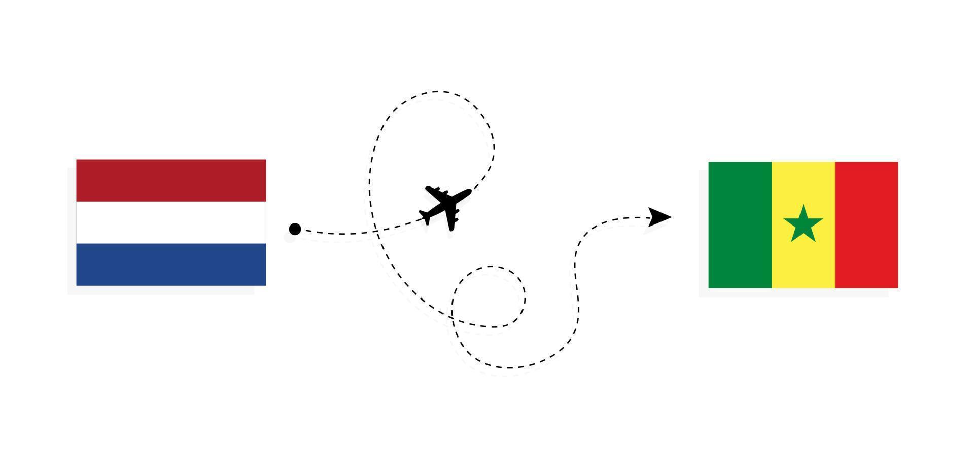 volo e viaggio dai Paesi Bassi al Senegal con il concetto di viaggio in aereo passeggeri vettore