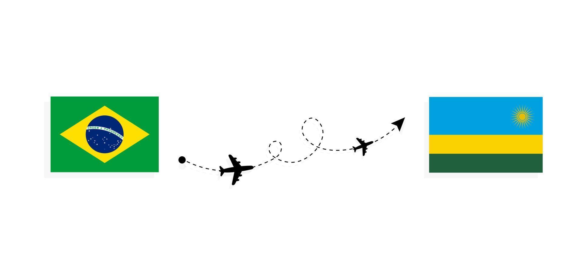 volo e viaggio dal brasile al ruanda con il concetto di viaggio in aereo passeggeri vettore