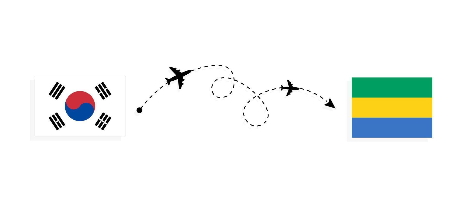 volo e viaggio dalla Corea del Sud al Gabon con il concetto di viaggio in aereo passeggeri vettore