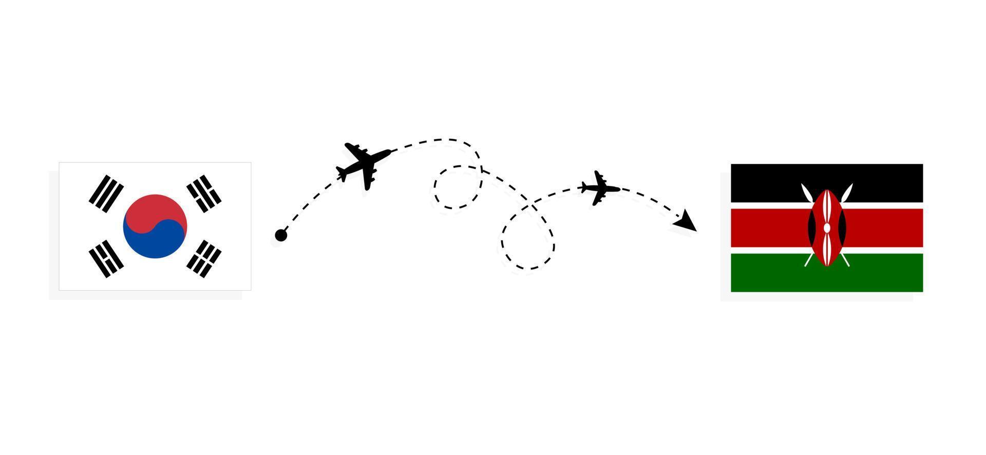 volo e viaggio dalla Corea del Sud al Kenya con il concetto di viaggio in aereo passeggeri vettore
