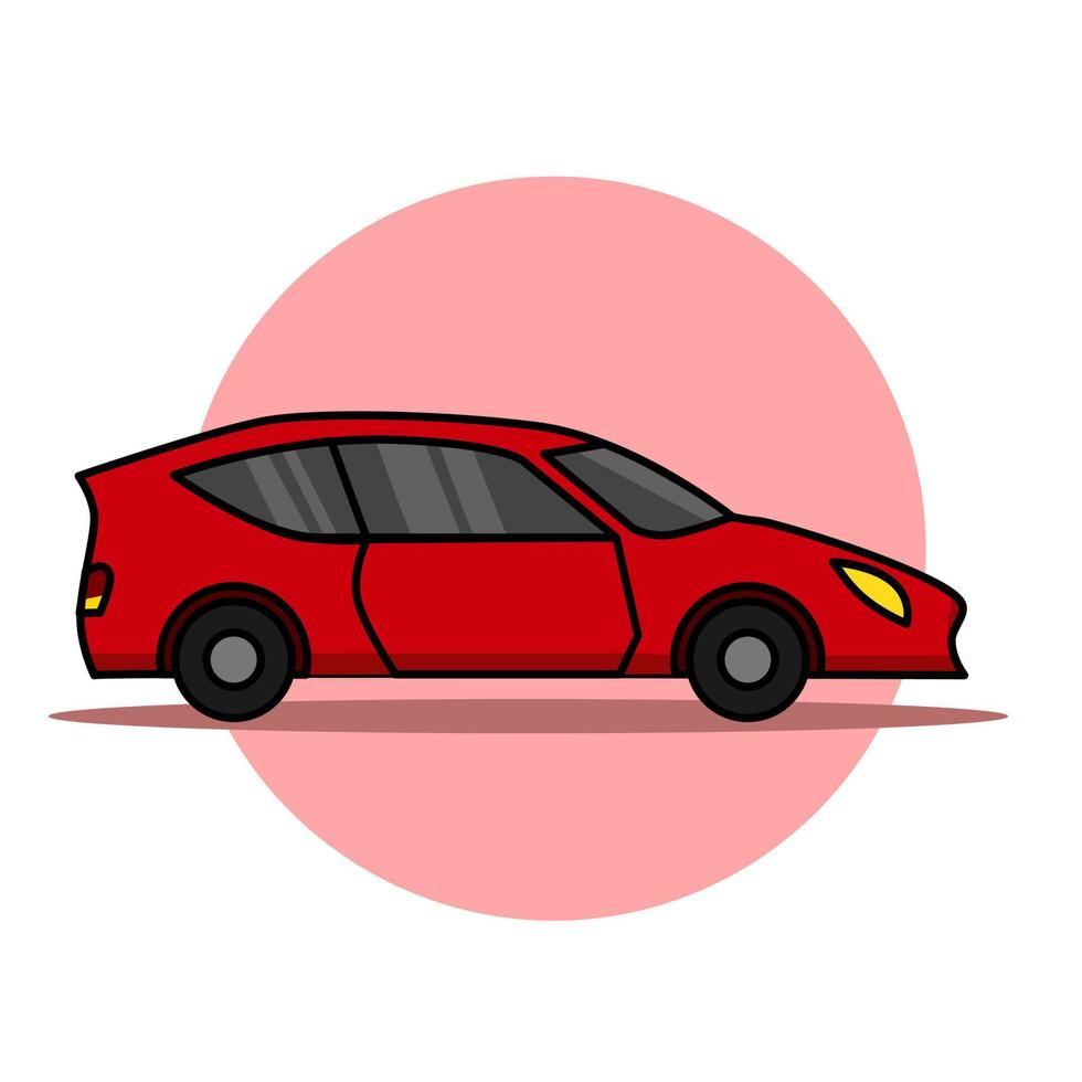 progettazione dell'illustrazione del fumetto dell'automobile sportiva dal lato nel colore rosso. vettore