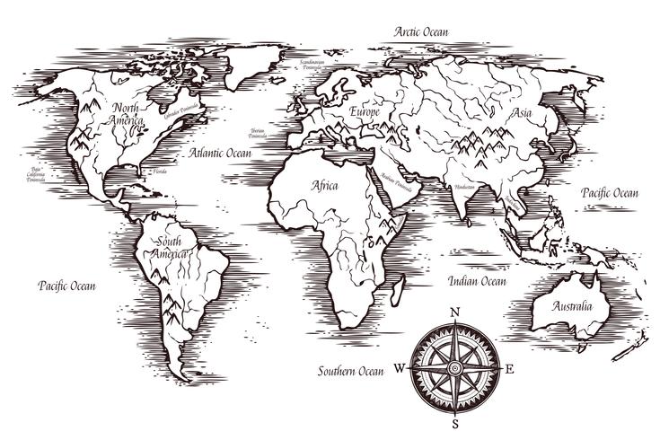 Schizzo modello di mappa del mondo vettore