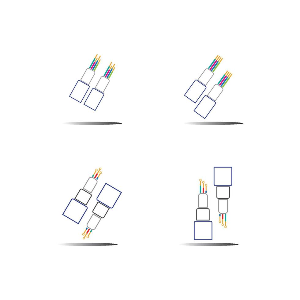 modello di progettazione dell'illustrazione dell'icona di vettore del cavo in fibra ottica
