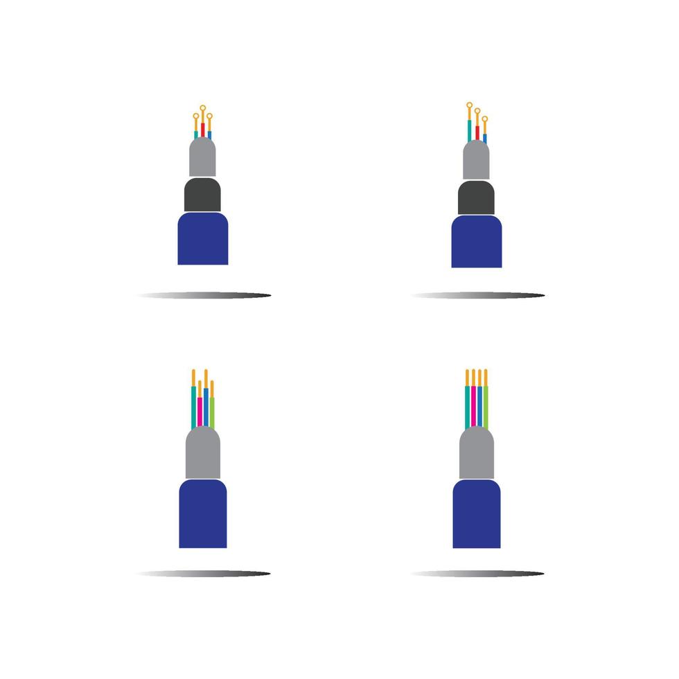 modello di progettazione dell'illustrazione dell'icona di vettore del cavo in fibra ottica