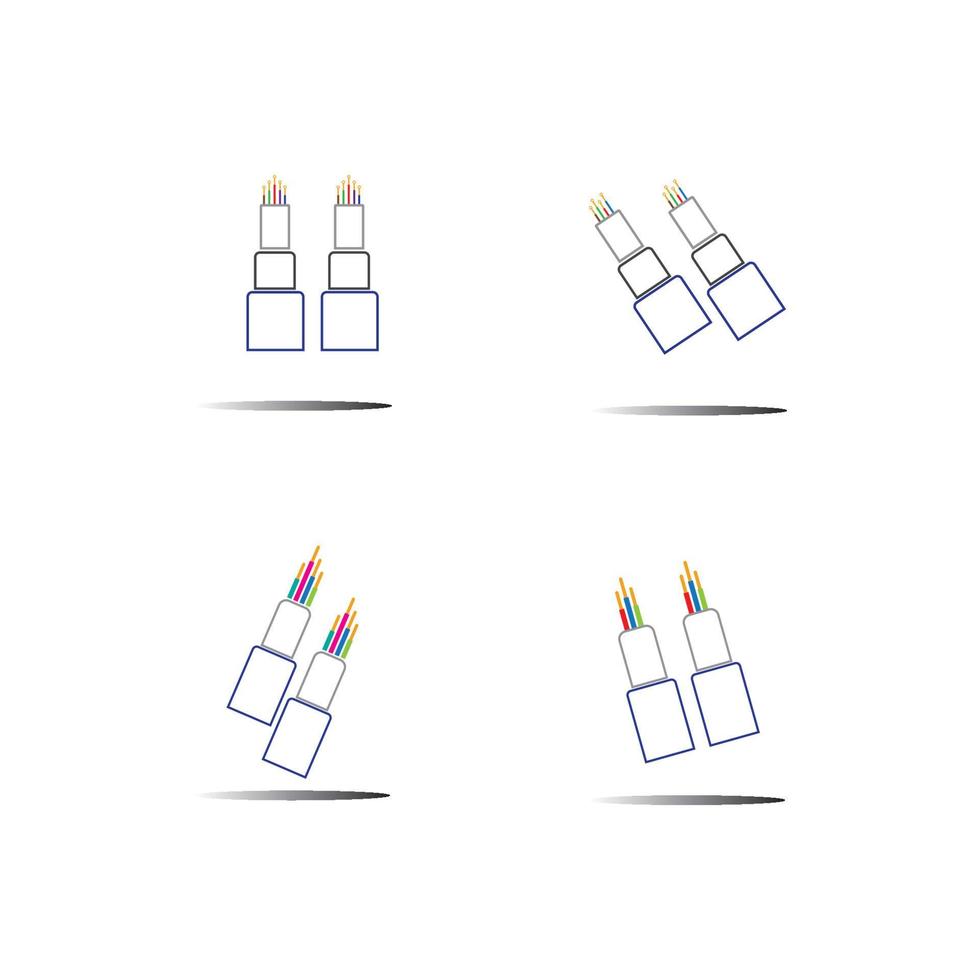 modello di progettazione dell'illustrazione dell'icona di vettore del cavo in fibra ottica