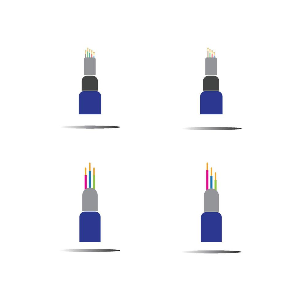 modello di progettazione dell'illustrazione dell'icona di vettore del cavo in fibra ottica