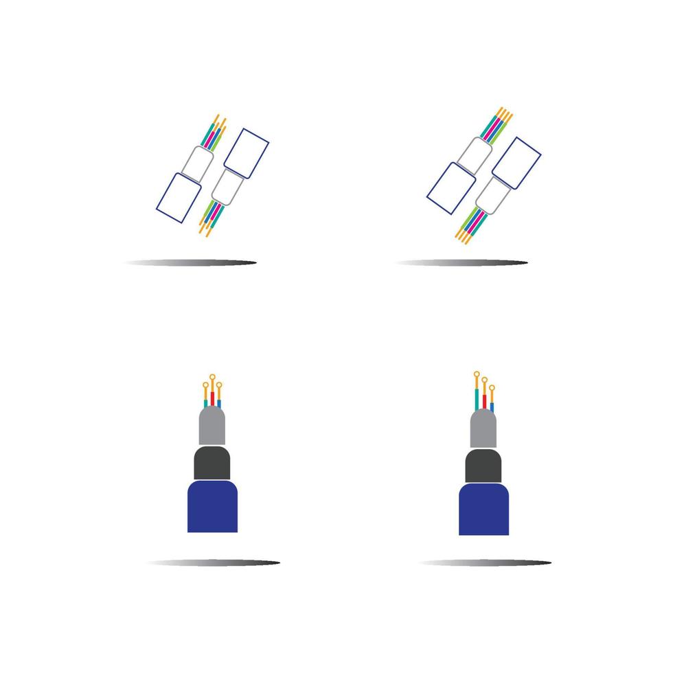 modello di progettazione dell'illustrazione dell'icona di vettore del cavo in fibra ottica