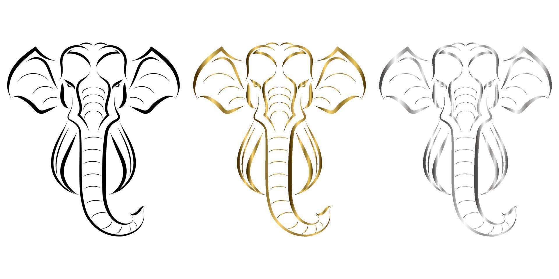 line art della parte anteriore della testa dell'elefante. buon uso per simbolo, mascotte, icona, avatar, tatuaggio, design di t-shirt, logo o qualsiasi disegno tu voglia. vettore