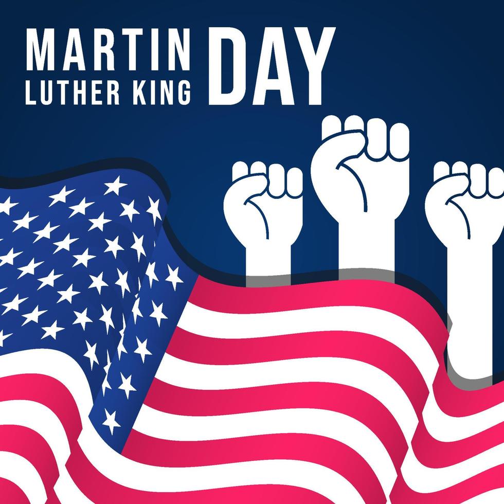 giorno di martin luther king design piatto. design piatto giorno mlk con illustrazione a mano. disegno vettoriale