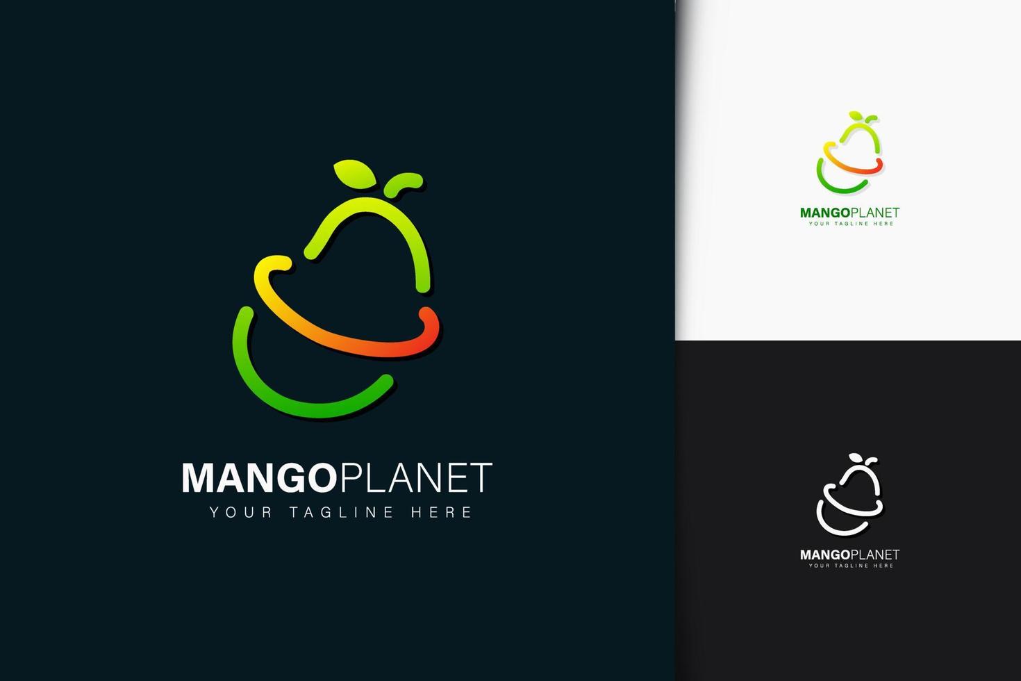 design del logo del pianeta mango con sfumatura vettore