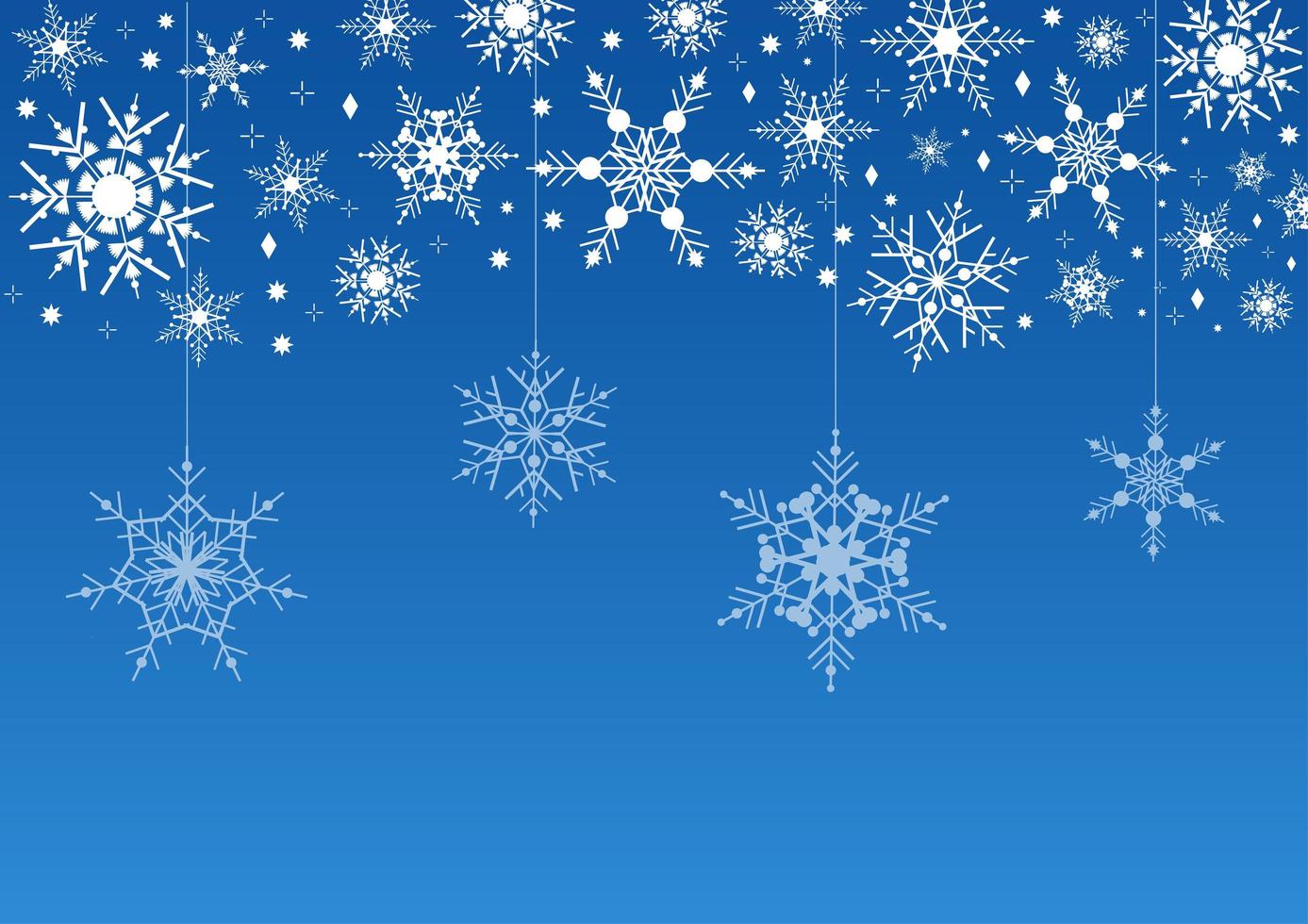 sfondo blu invernale con ghirlanda di fiocchi di neve. cornice di neve per buon natale e felice anno nuovo per banner, biglietti, cartoline, eventi, inviti e design. elegante illustrazione vettoriale geometrica