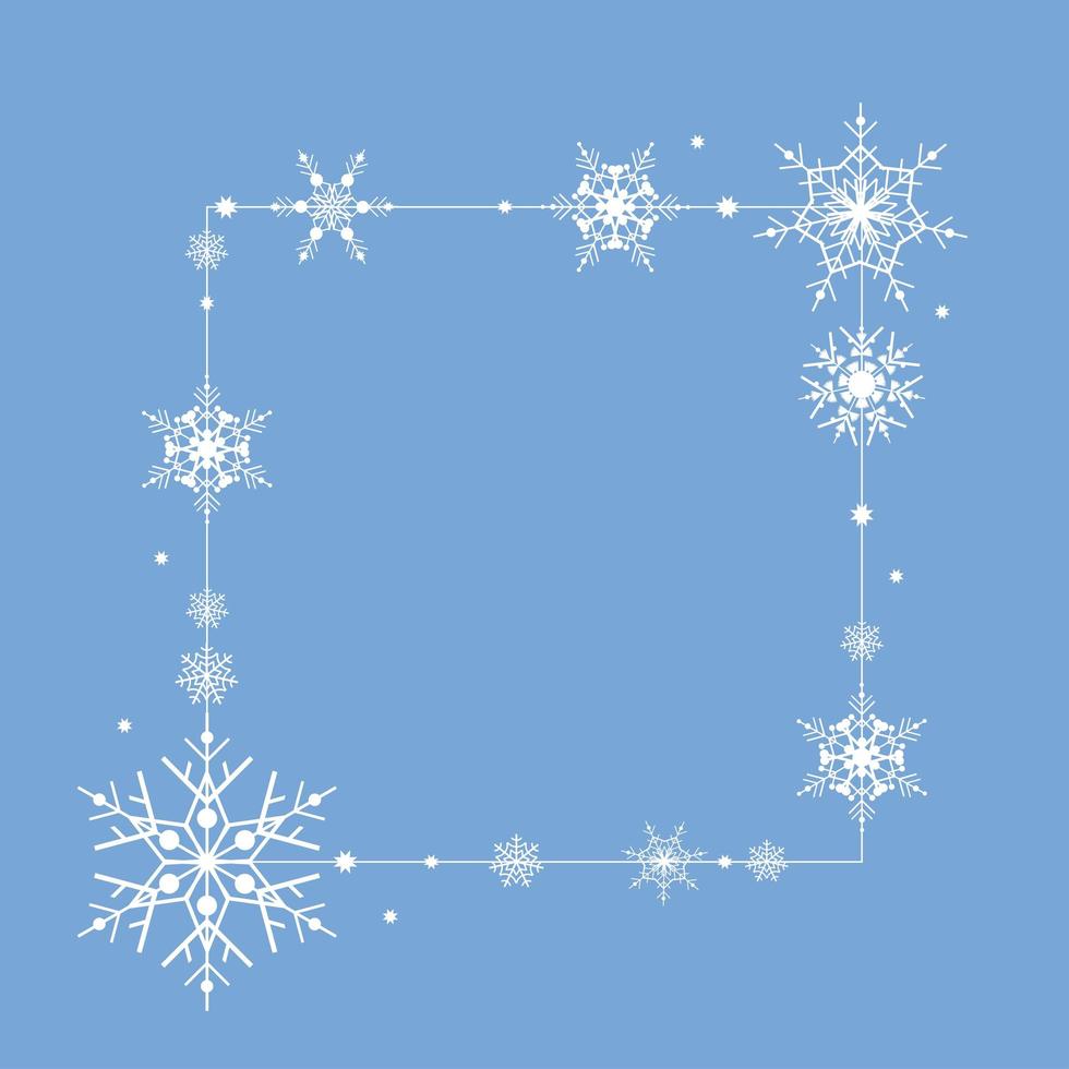 cornice di sfondo blu fiocco di neve per buon natale e felice anno nuovo. elegante illustrazione vettoriale geometrica per banner, cartoline, inviti, poster, siti Web, social network, decorazioni post