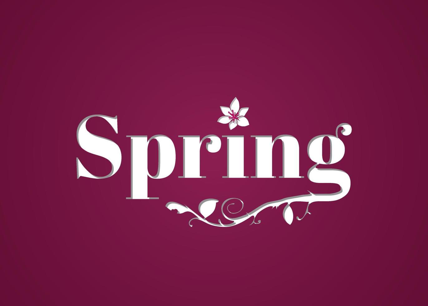 disegno di saluti della bandiera di vettore del testo di primavera con elementi floreali