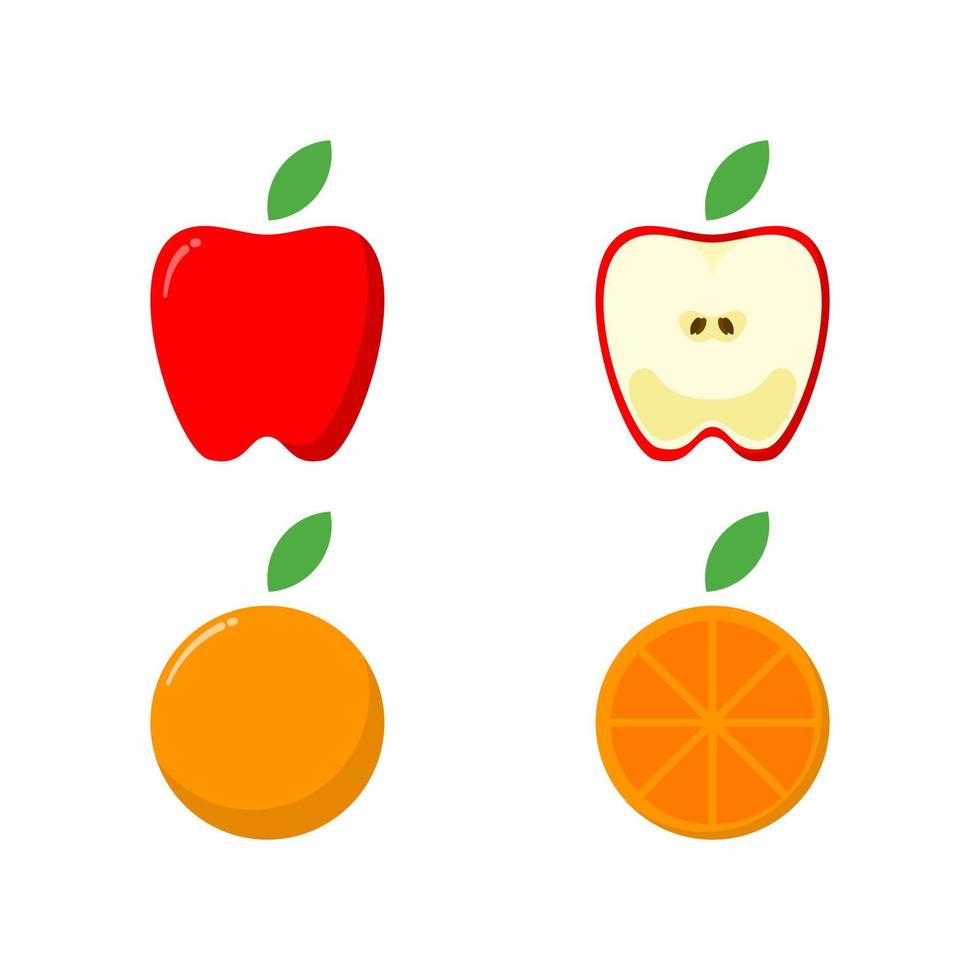 illustrazione di mela e arancia vettore