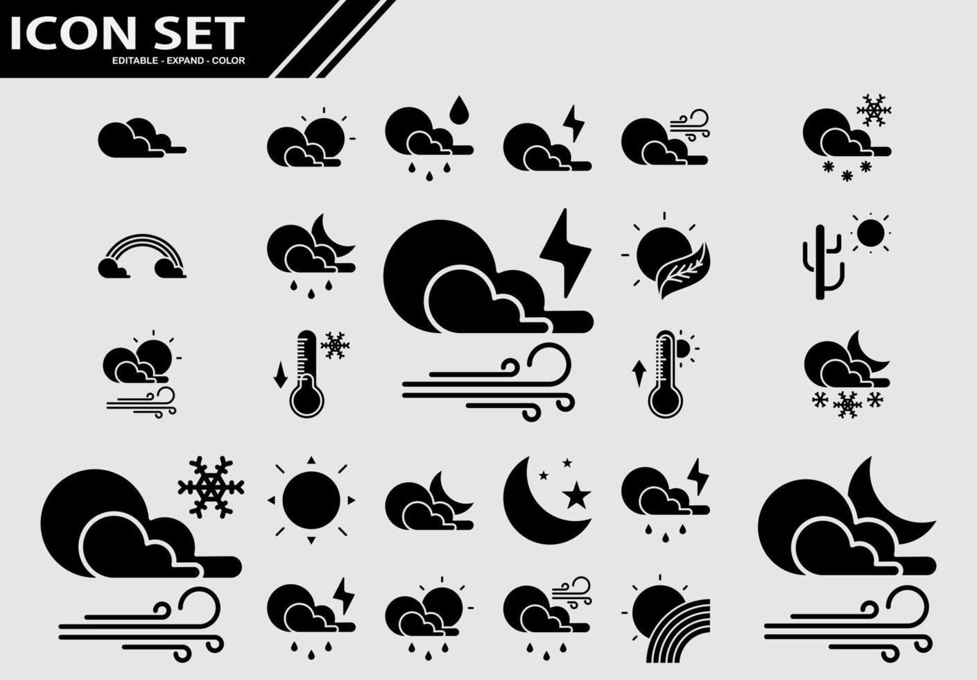 set di icone meteo varie vettore