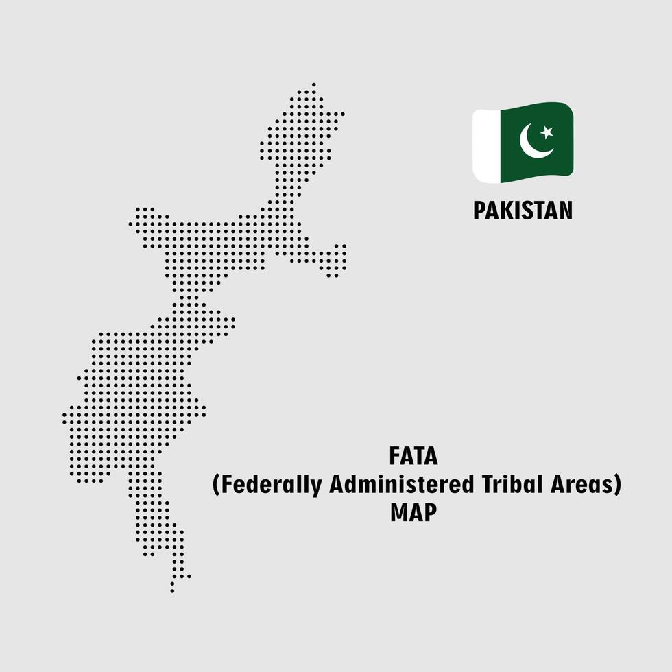 fata area tribale amministrata federalmente provincia del pakistan vettore punteggiato, mappa del modello di punti quadrati del pakistan. mappa di pixel punteggiati fata con bandiera nazionale isolata su priorità bassa bianca. illustrazione.