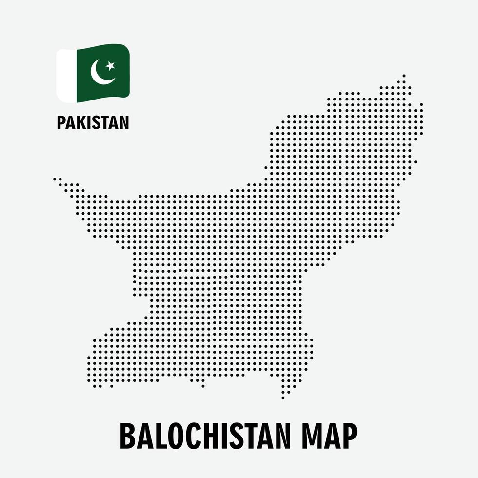 balochistan provincia del pakistan vettore punteggiato, mappa del modello di punti quadrati del pakistan. Mappa di pixel punteggiati baluchistan con bandiera nazionale isolato su priorità bassa bianca. illustrazione.