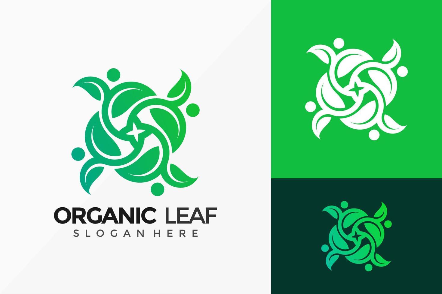 design del logo foglia di persone organiche. il logo di un'idea moderna progetta il modello dell'illustrazione di vettore