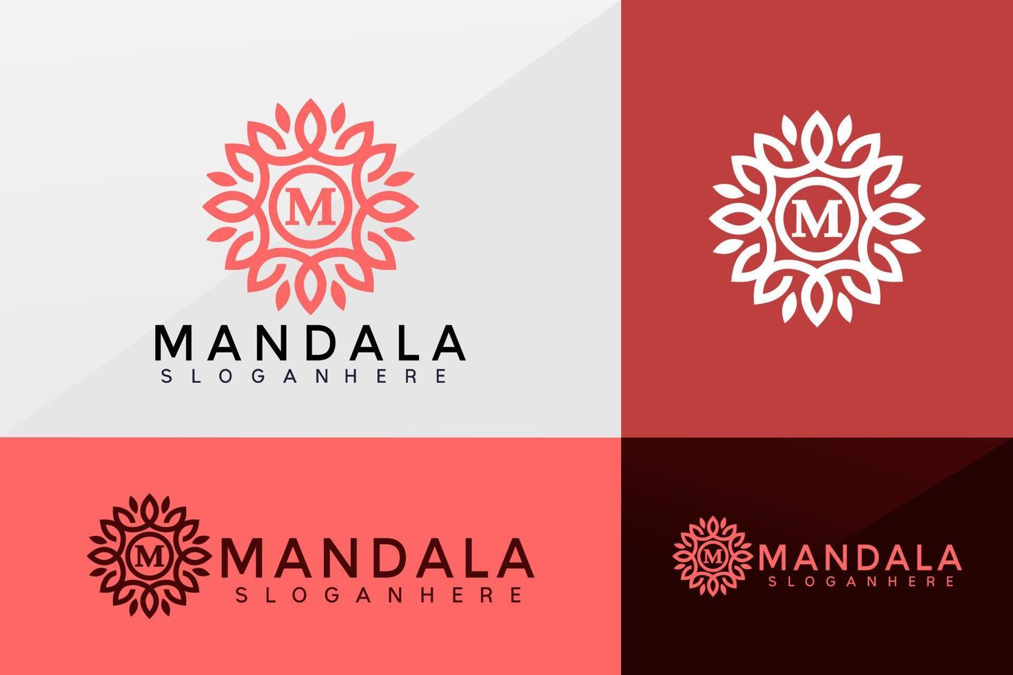 vettore logo foglia fiore mandala, design loghi foglia boutique, logo moderno, logo design modello illustrazione vettoriale