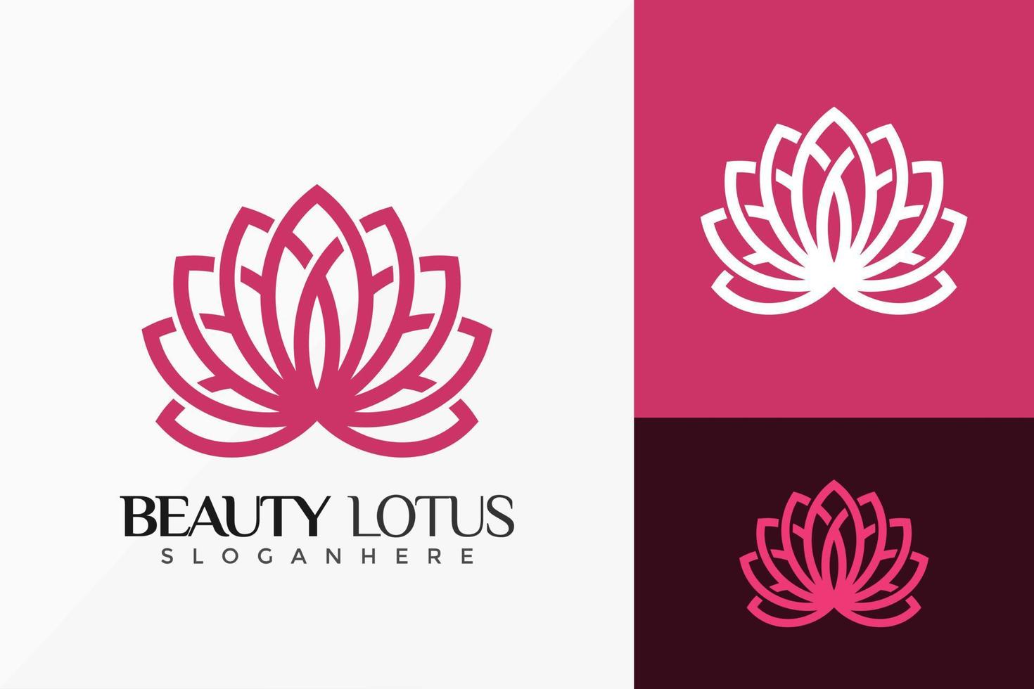 fiore linea arte bellezza loto logo disegno vettoriale. emblema astratto, concetto di design, loghi, elemento logotipo per modello. vettore