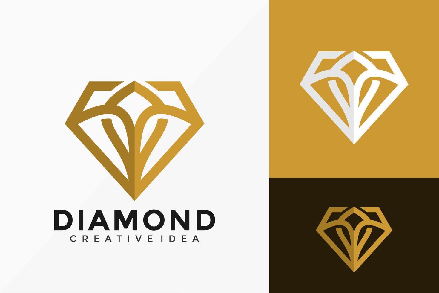 disegno vettoriale di lusso diamante moda logo vettoriale. emblema astratto, concetto di design, loghi, elemento logotipo per modello.