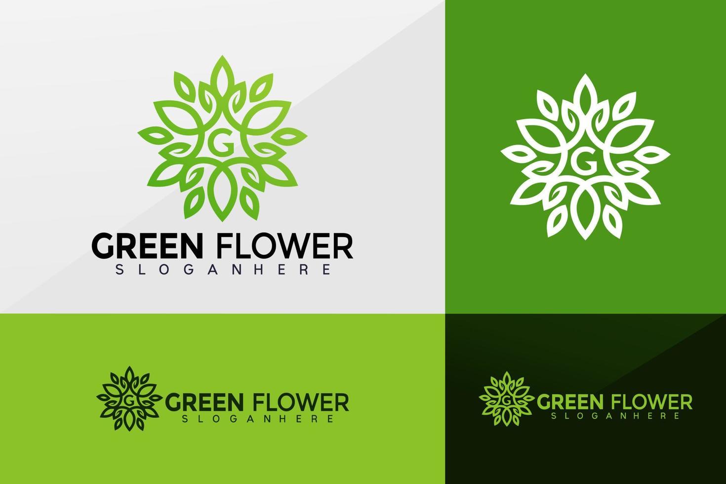 vettore logo fiore verde, design loghi foglia bellezza, logo moderno, logo design modello illustrazione vettoriale