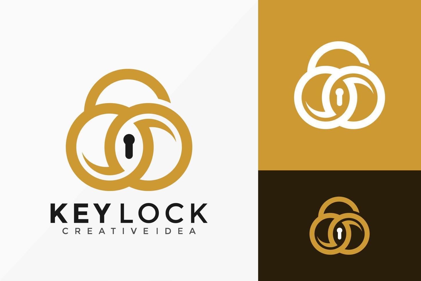 disegno vettoriale di lusso con serratura a chiave logo geometrico. emblema astratto, concetto di design, loghi, elemento logotipo per modello.