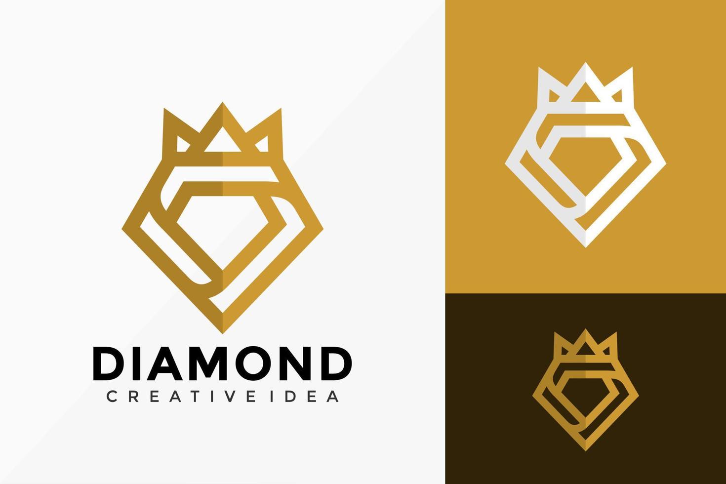 disegno vettoriale logo corona di diamanti d'oro. emblema astratto, concetto di design, loghi, elemento logotipo per modello.