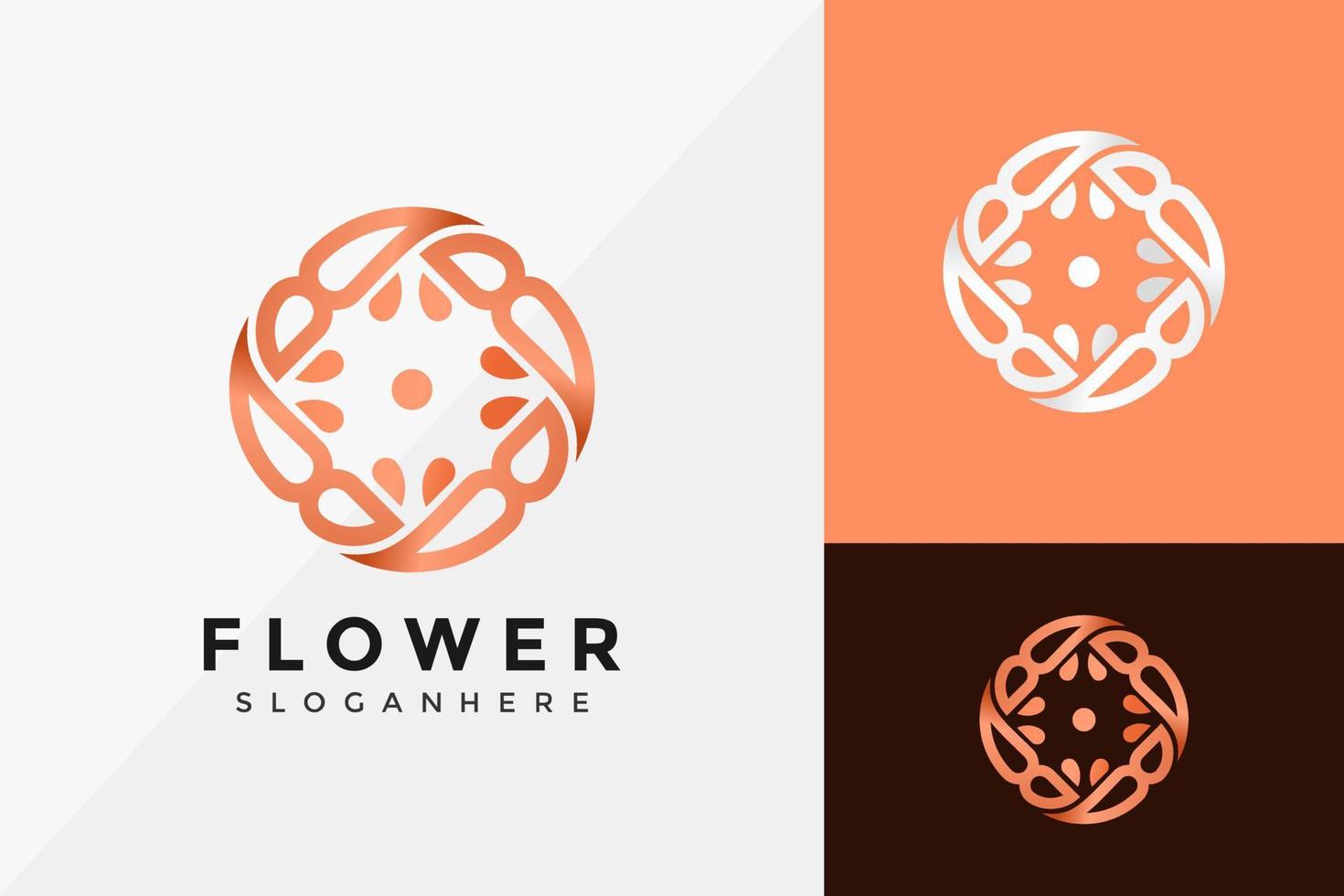 design del logo di bellezza del fiore di lusso, modello di illustrazione vettoriale di design moderno del logo