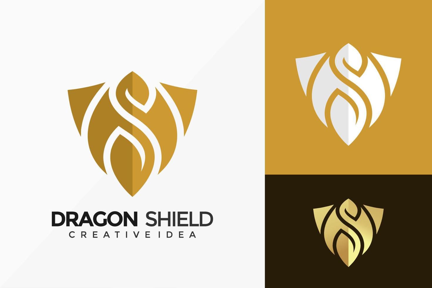 disegno vettoriale logo scudo drago di lusso. emblema astratto, concetto di design, loghi, elemento logotipo per modello.