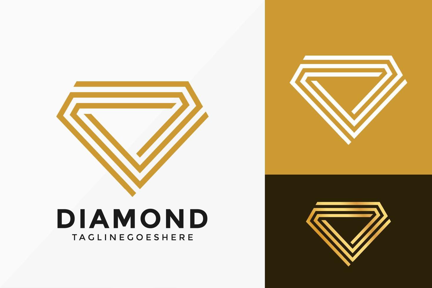 disegno vettoriale logo diamante dorato. emblema astratto, concetto di design, loghi, elemento logotipo per modello.