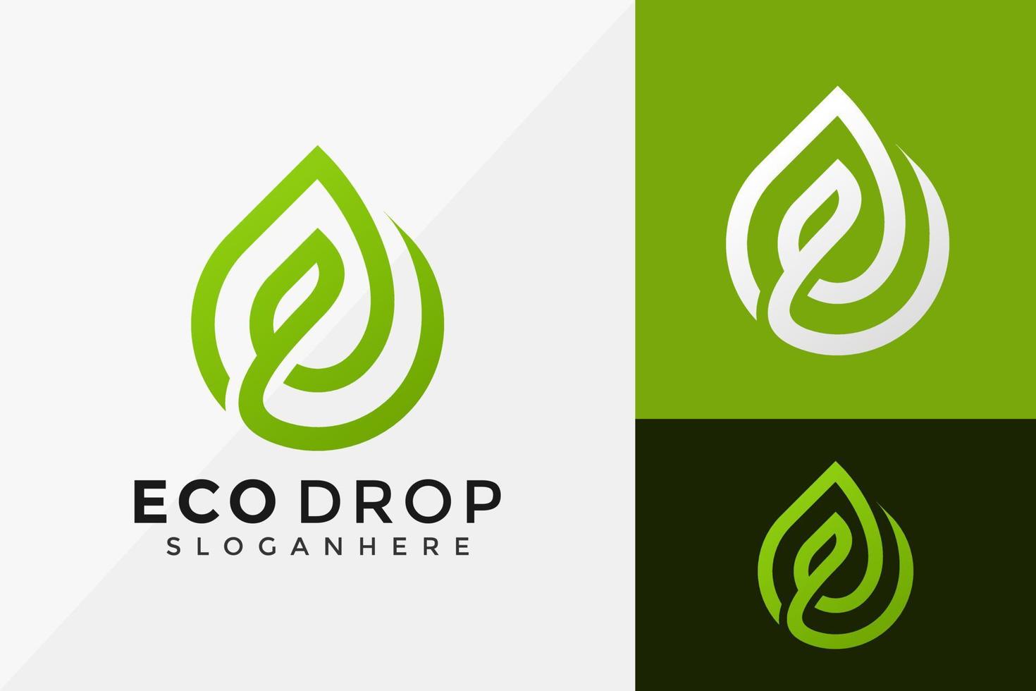 lettera e natura eco drop logo design, loghi identità di marca progetta illustrazione vettoriale template