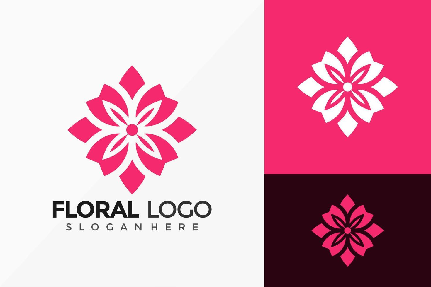 design del logo creativo rosa floreale. il logo di un'idea moderna progetta il modello dell'illustrazione di vettore