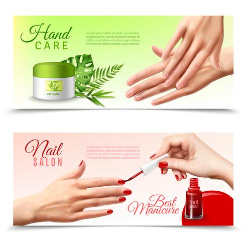 Cosmetici per la cura delle mani 2 Banner realistici vettore