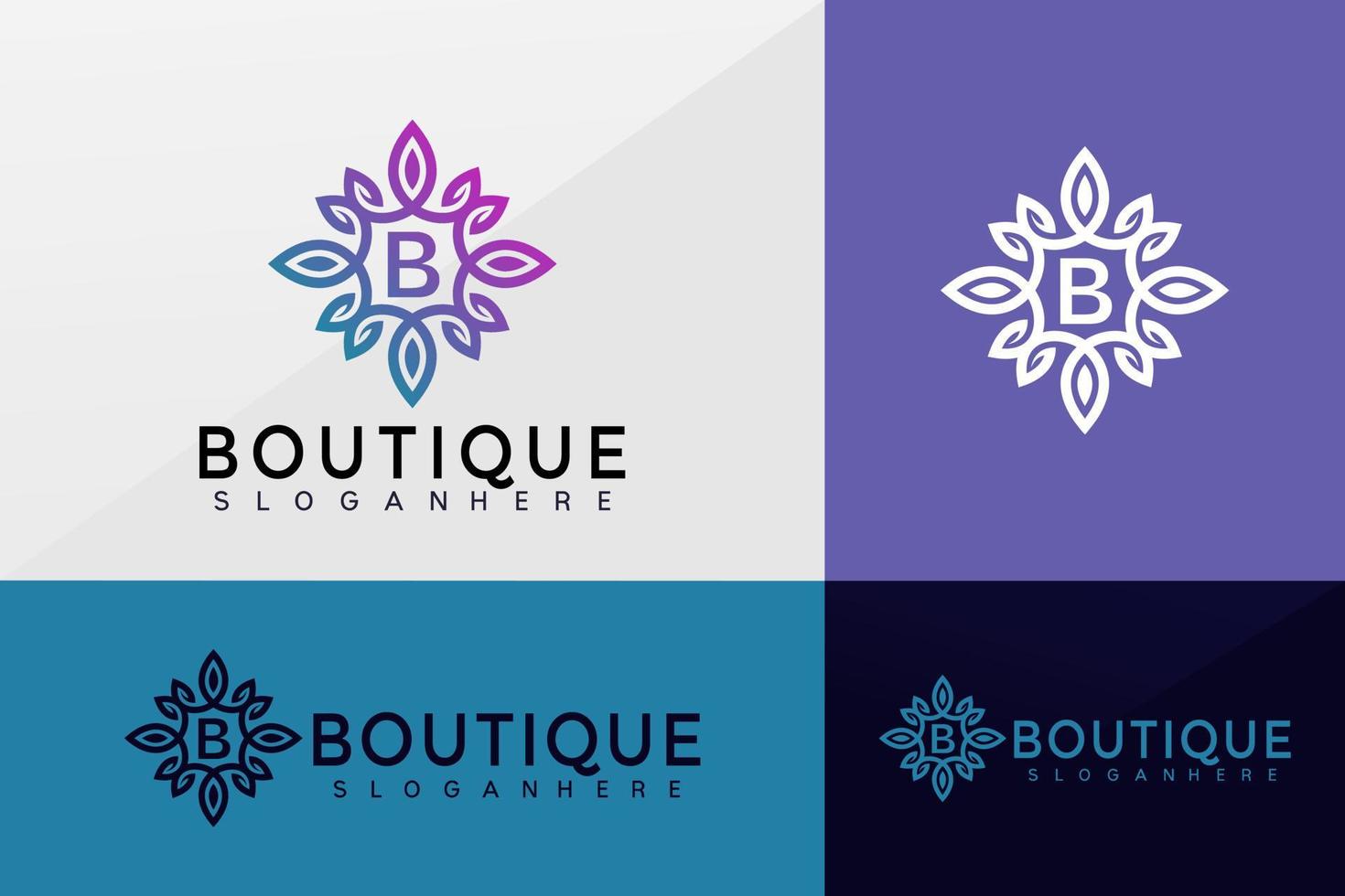 vettore logo boutique di fiori, design di loghi di loto, logo moderno, modello di illustrazione vettoriale di disegni di logo