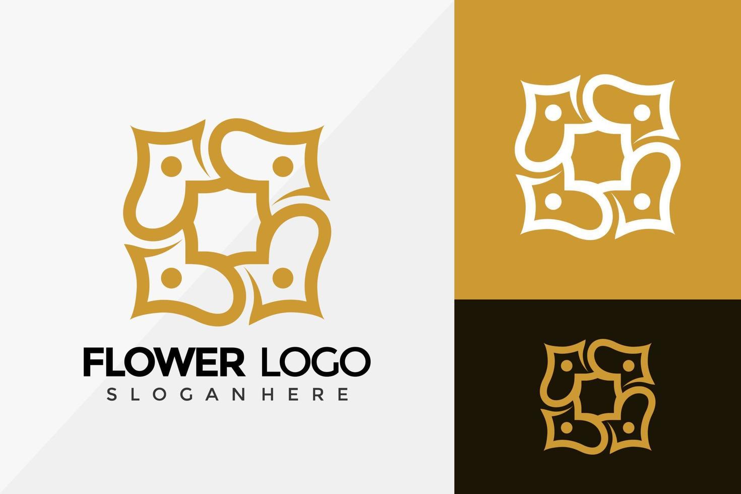 design del logo di lusso del fiore reale, loghi dell'identità del marchio progetta il modello di illustrazione vettoriale