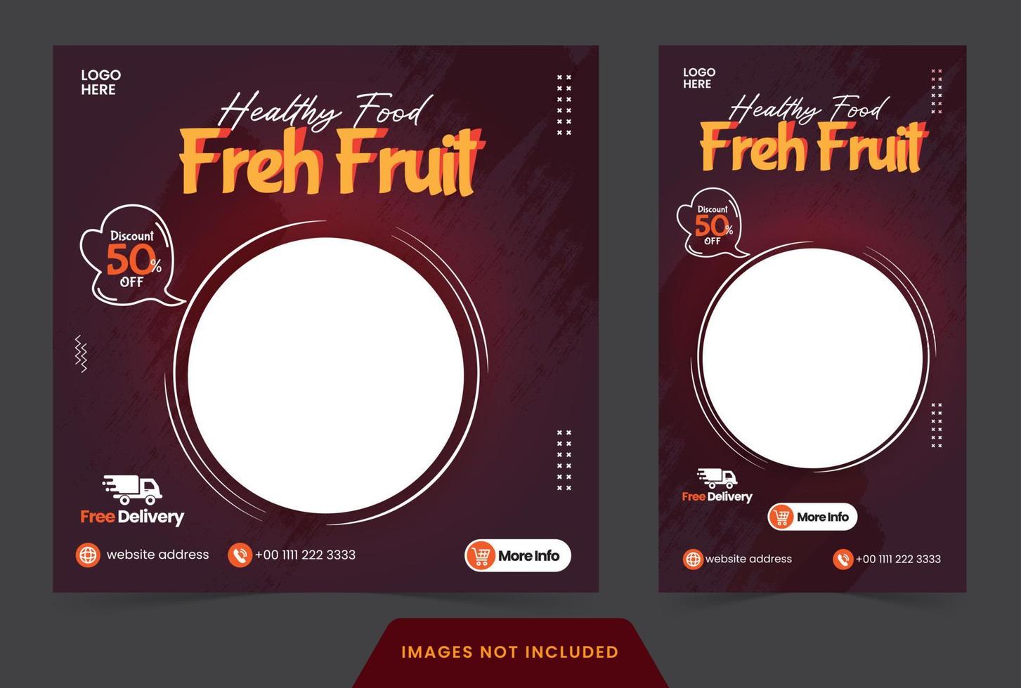 feed di post sui social media e storia di frutta fresca con banner o volantino in stile elegante per il marketing e la pubblicità vettore