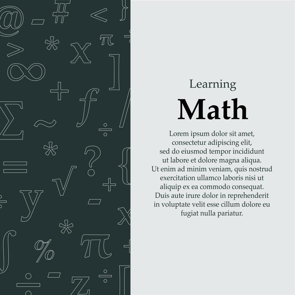 apprendimento della copertina della matematica o del concetto di sfondo vettore