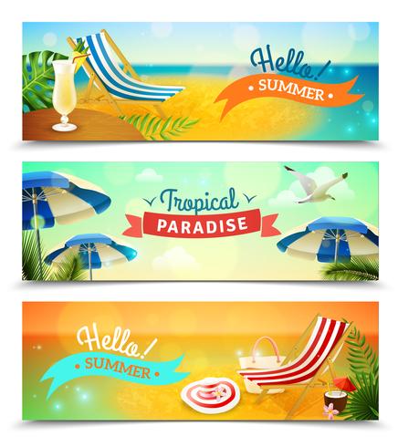 Set di banner spiaggia tropicale vettore