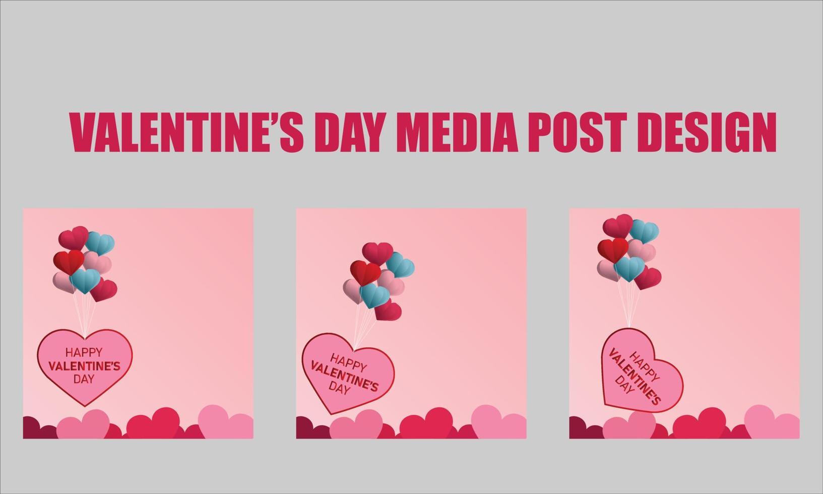 san valentino post design rosso e rosa parte settima vettore