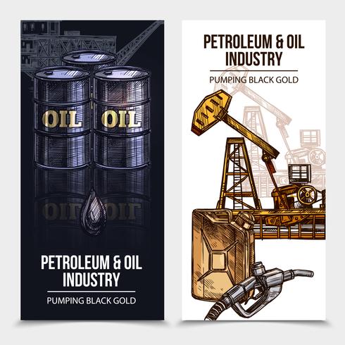 Banner verticale dell&#39;industria petrolifera vettore