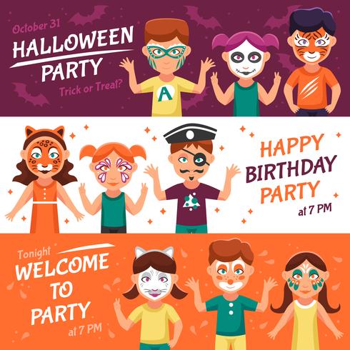 Party With Greasepaint Banners Set vettore