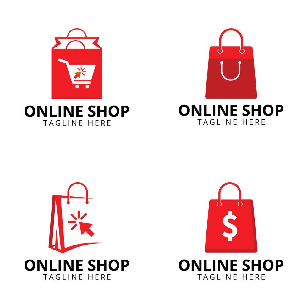 modello di progettazione del logo del negozio online. logo dello shopping vettore