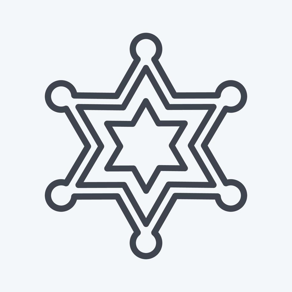badge icona sherrif - stile linea - illustrazione semplice, buono per stampe, annunci, ecc vettore