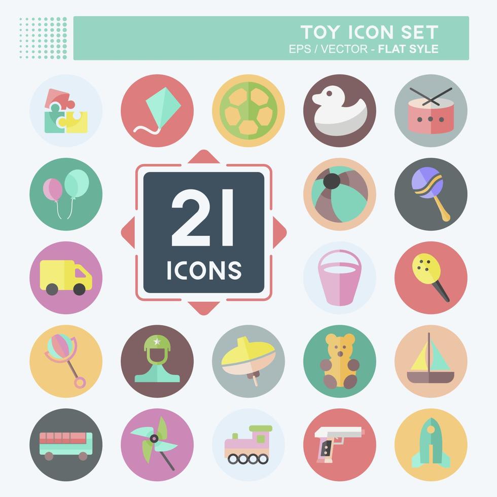 set di icone giocattolo - stile piatto - semplice illustrazione vettore