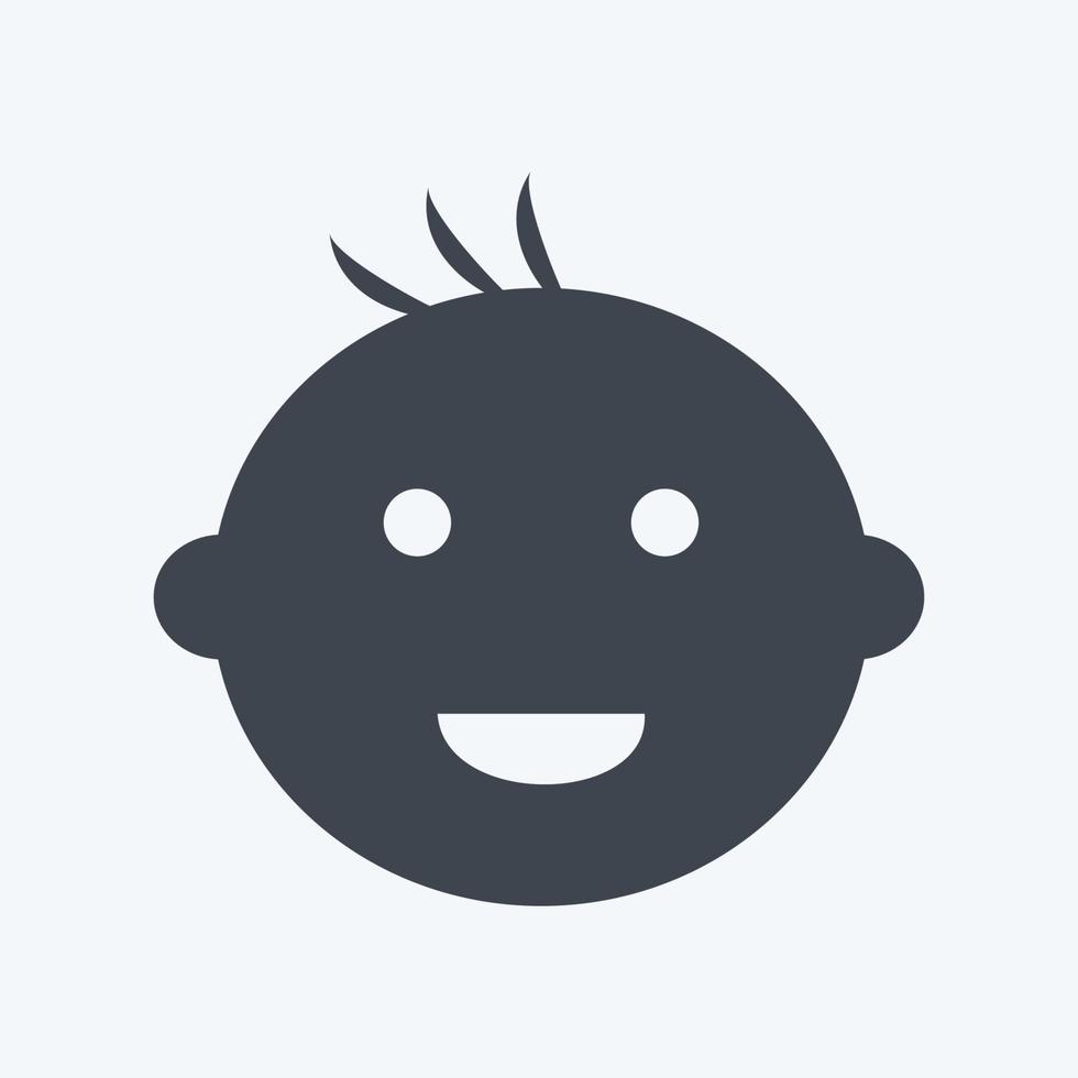 icona bambino sorridente - stile glifo - semplice illustrazione vettore