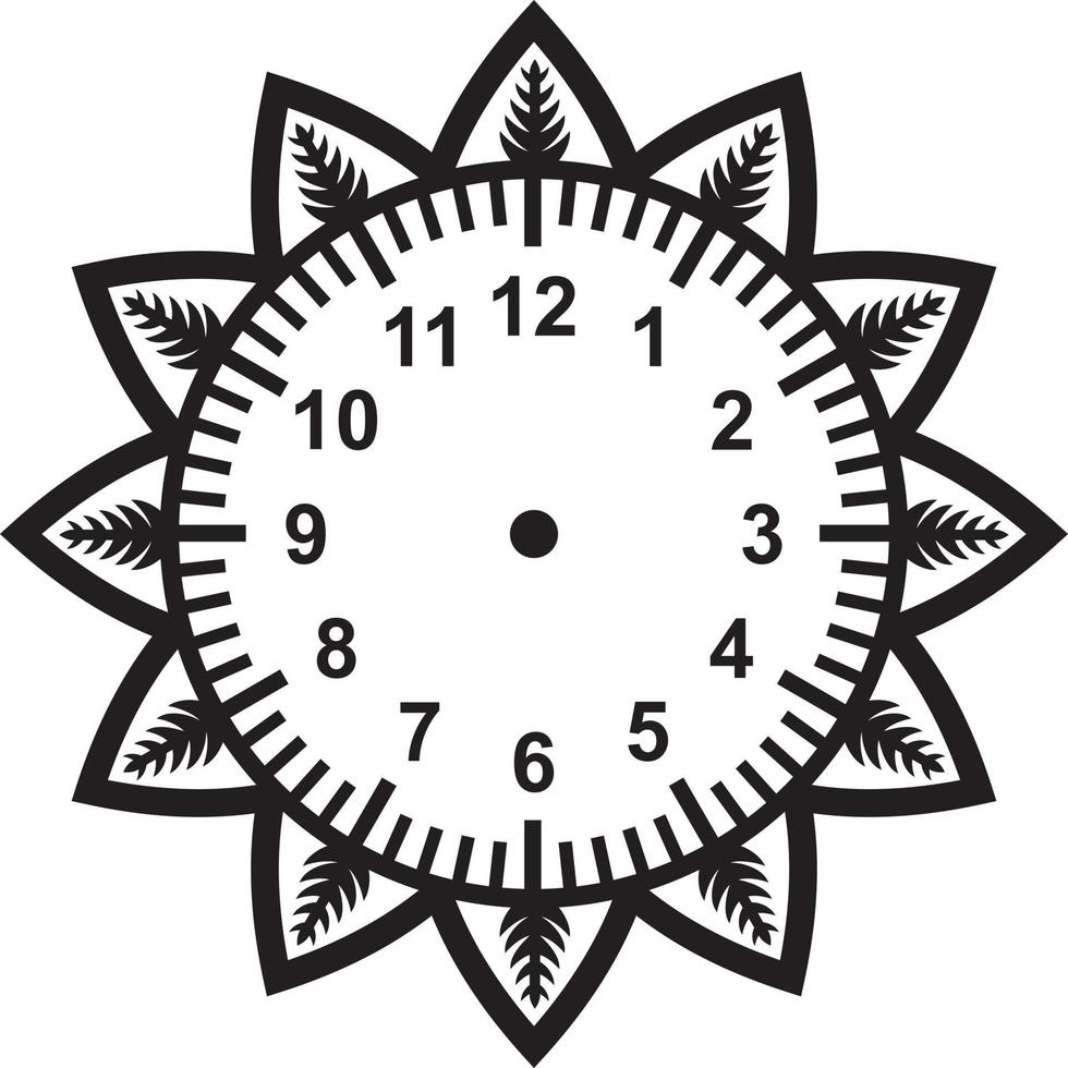 disegno del fiore del quadrante dell'orologio vettore