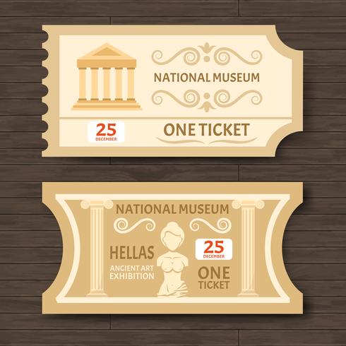 Due biglietti d&#39;epoca del museo vettore